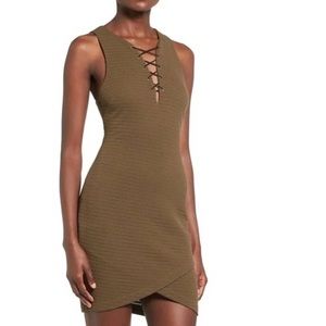 ASTR olive green lace up dress